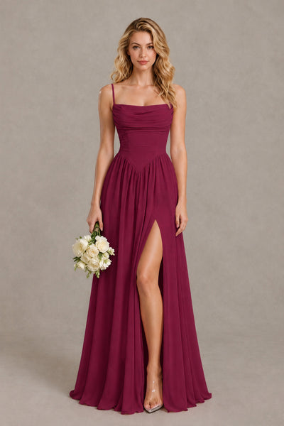 BOLODOO Desert Rose Spaghetti Strap A-Line Bridesmaid Dress with Slit - Desert Rose - Desert Rose_1