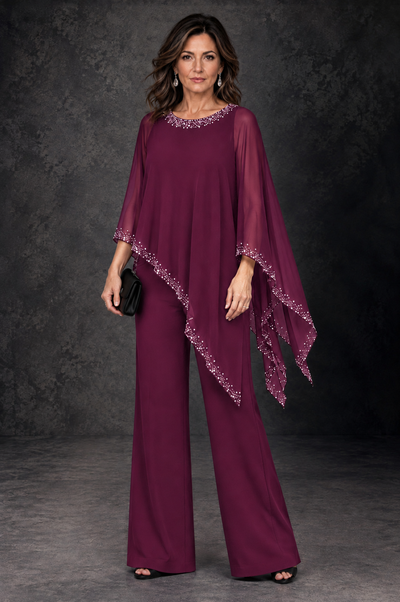 BOLODOO Desert Rose Embellished Cape Mother of the Bride Pantsuit - Desert Rose - Desert_Rose_1