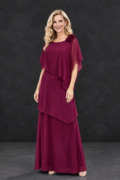 BOLODOO Desert Rose Tiered Flutter Sleeve Mother of the Bride Maxi Dress - Desert Rose - Desert Rose_1