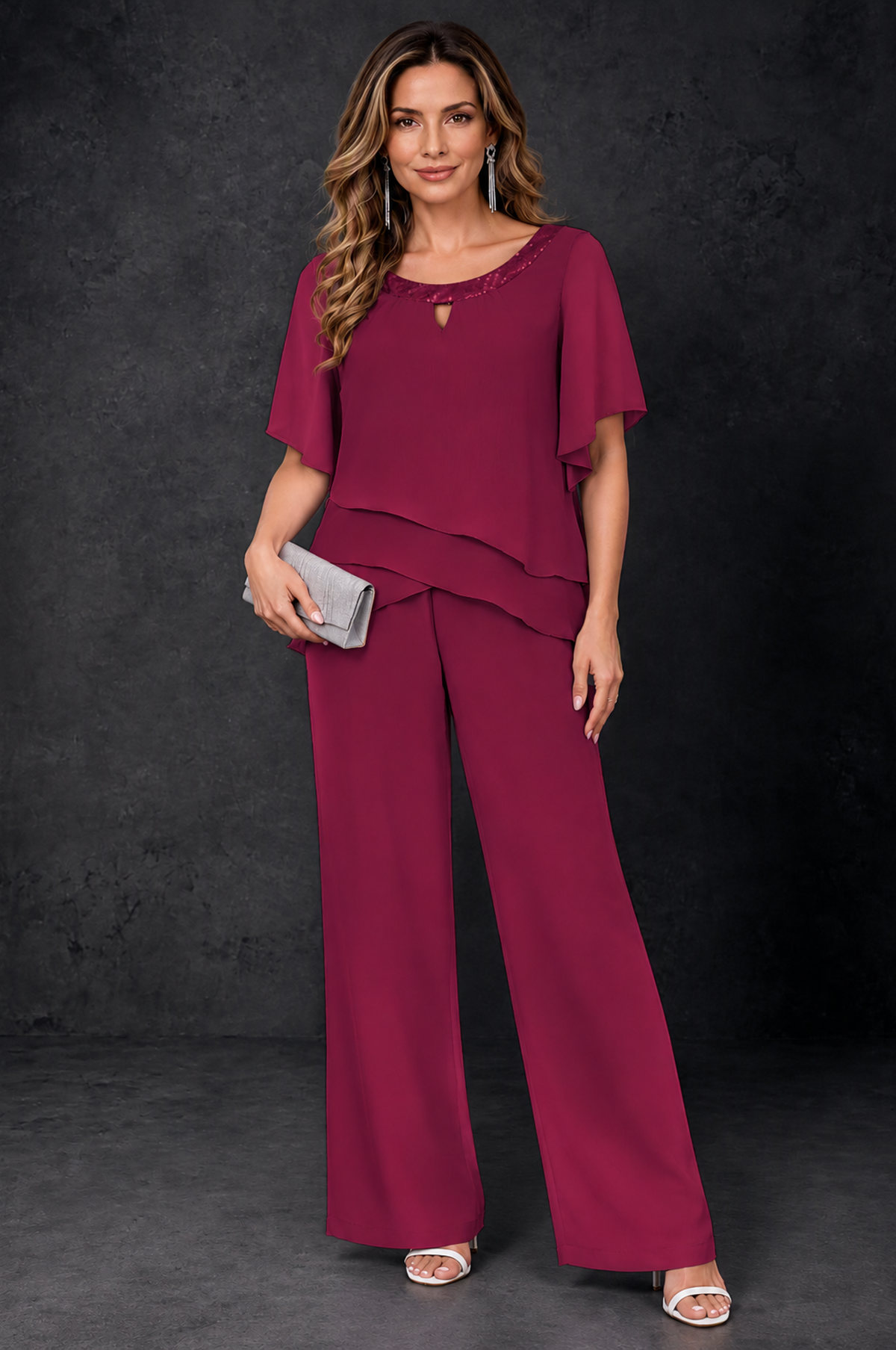 BOLODOO Desert Rose Layered Chiffon-Look Mother of the Bride Pantsuit - Desert Rose - Desert_Rose_1