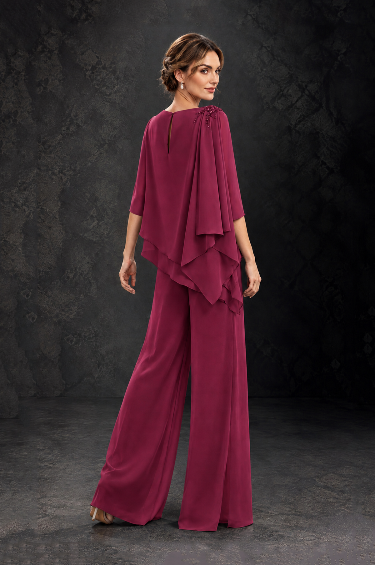 BOLODOO Desert Rose Layered Wide-Leg Mother of the Bride Pant Suit - Desert Rose - Desert Rose_2
