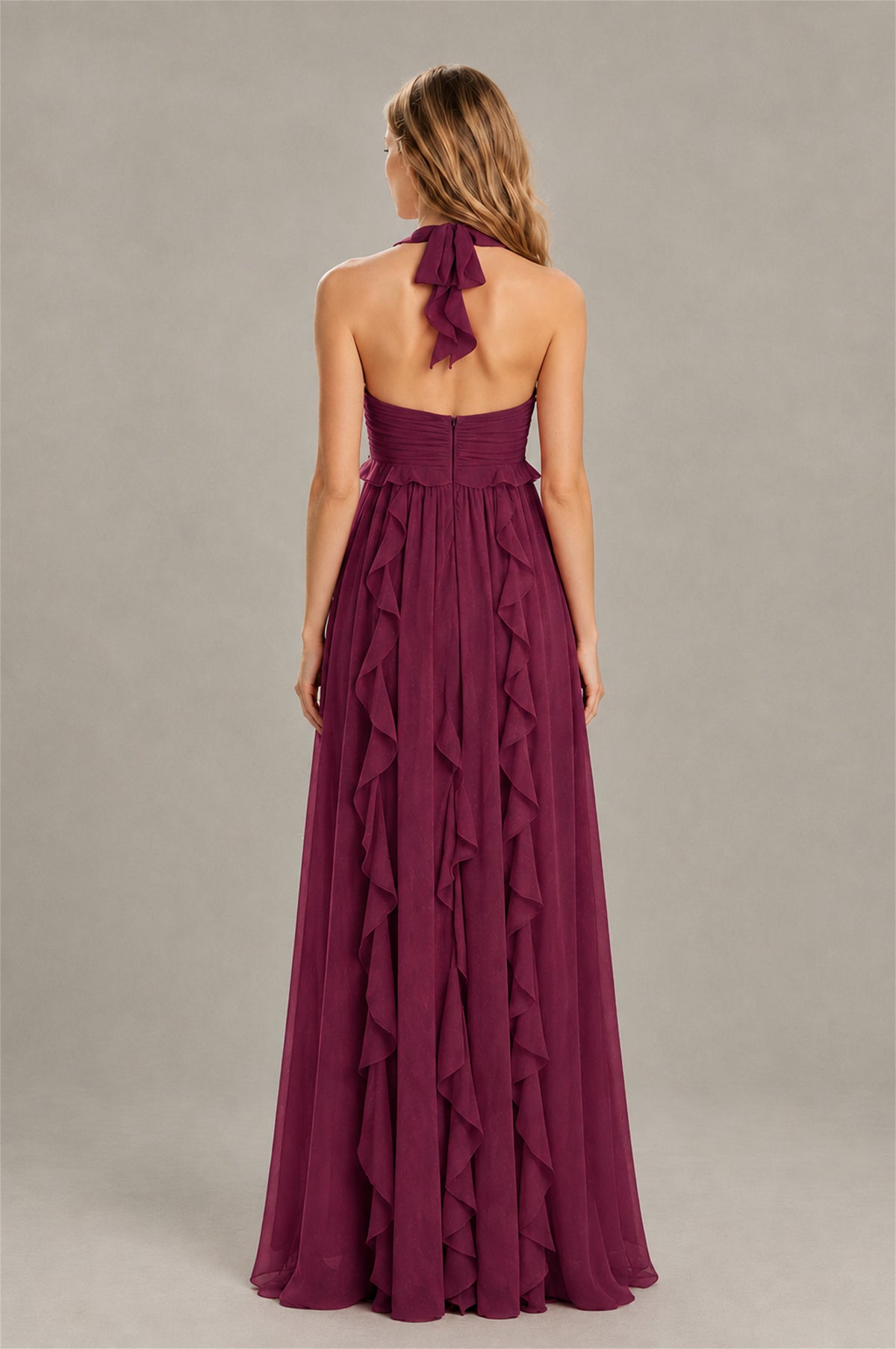 BOLODOO Desert Rose Halter Ruffle A-Line Floor-Length Evening Dress - Desert Rose - Desert_Rose_2