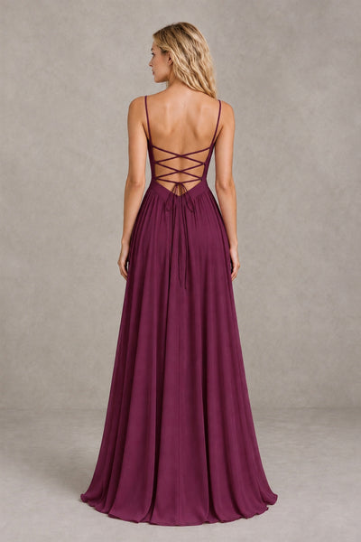 BOLODOO Desert Rose Spaghetti Strap A-Line Bridesmaid Dress with Slit - Desert Rose - Desert Rose_2