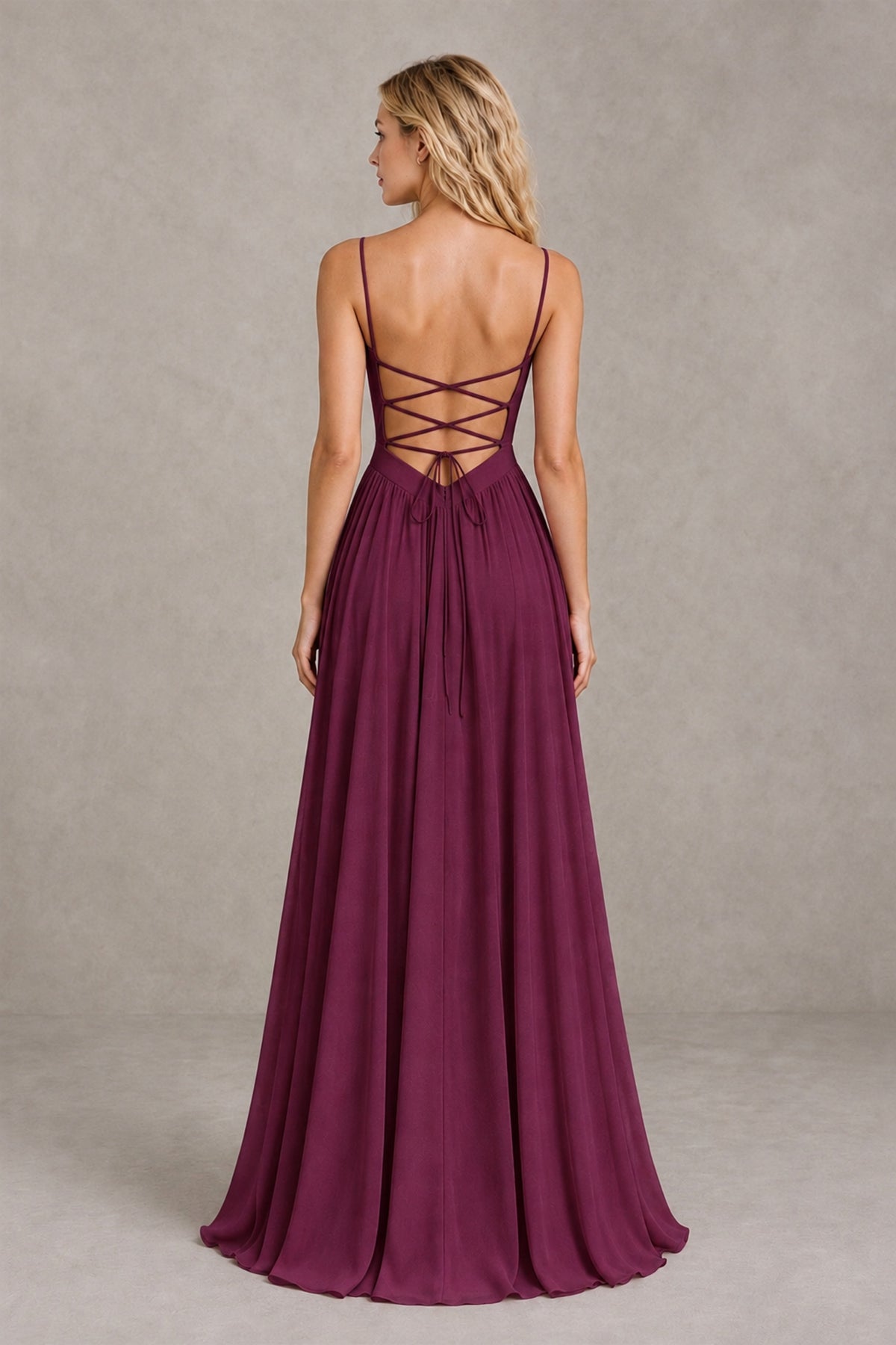 BOLODOO Desert Rose Spaghetti Strap A-Line Bridesmaid Dress with Slit - Desert Rose - Desert Rose_2
