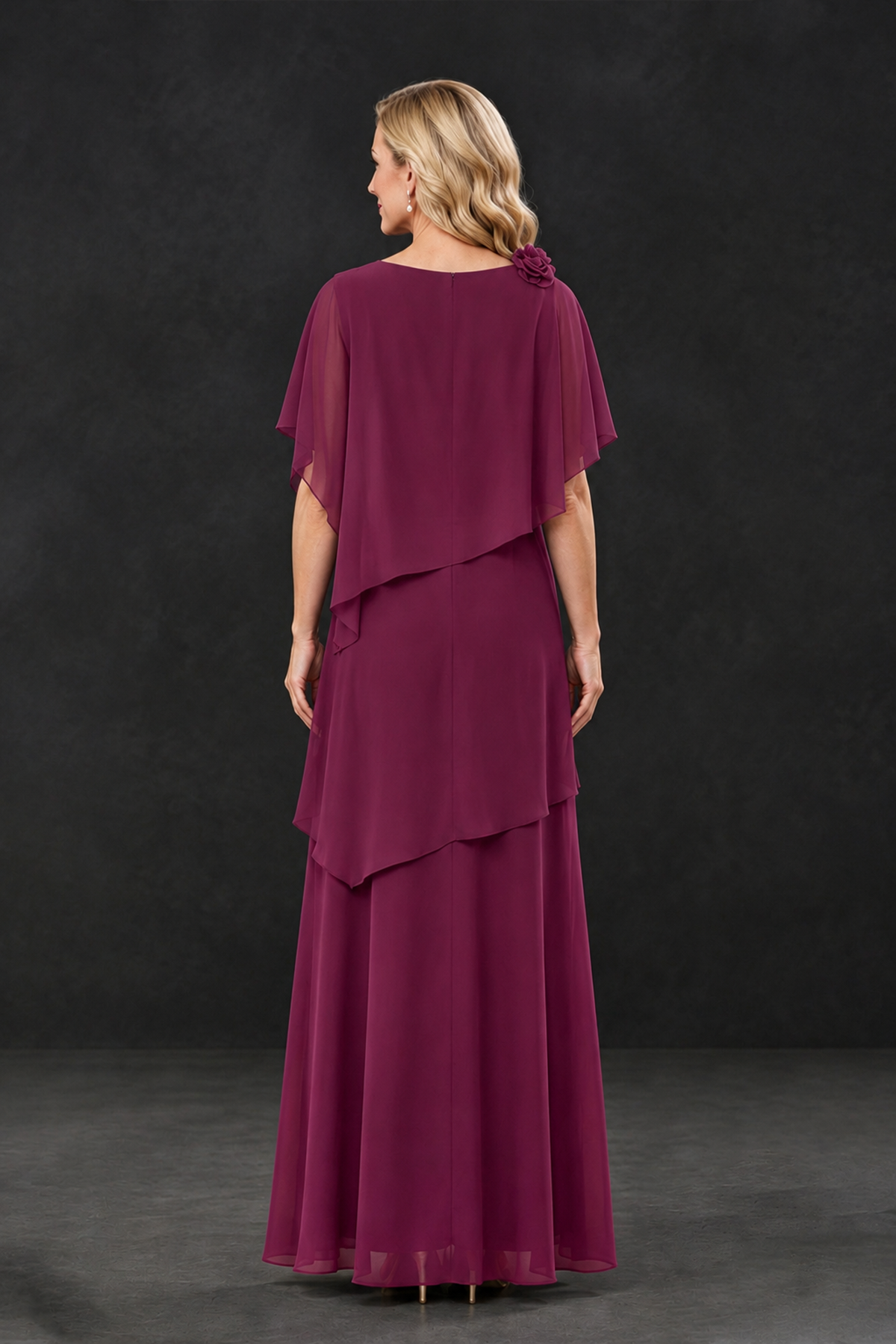 BOLODOO Desert Rose Tiered Flutter Sleeve Mother of the Bride Maxi Dress - Desert Rose - Desert Rose_2