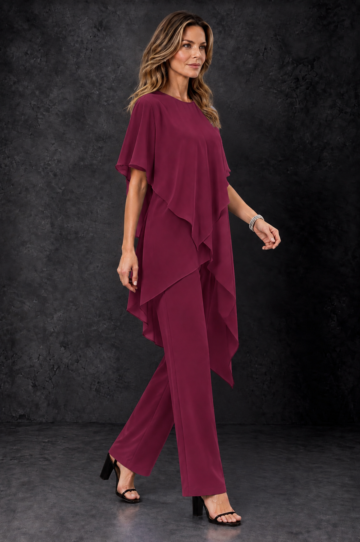BOLODOO Desert Rose Chiffon Two Piece Mother of the Bride Pant Suit - Desert Rose - Desert_Rose_2