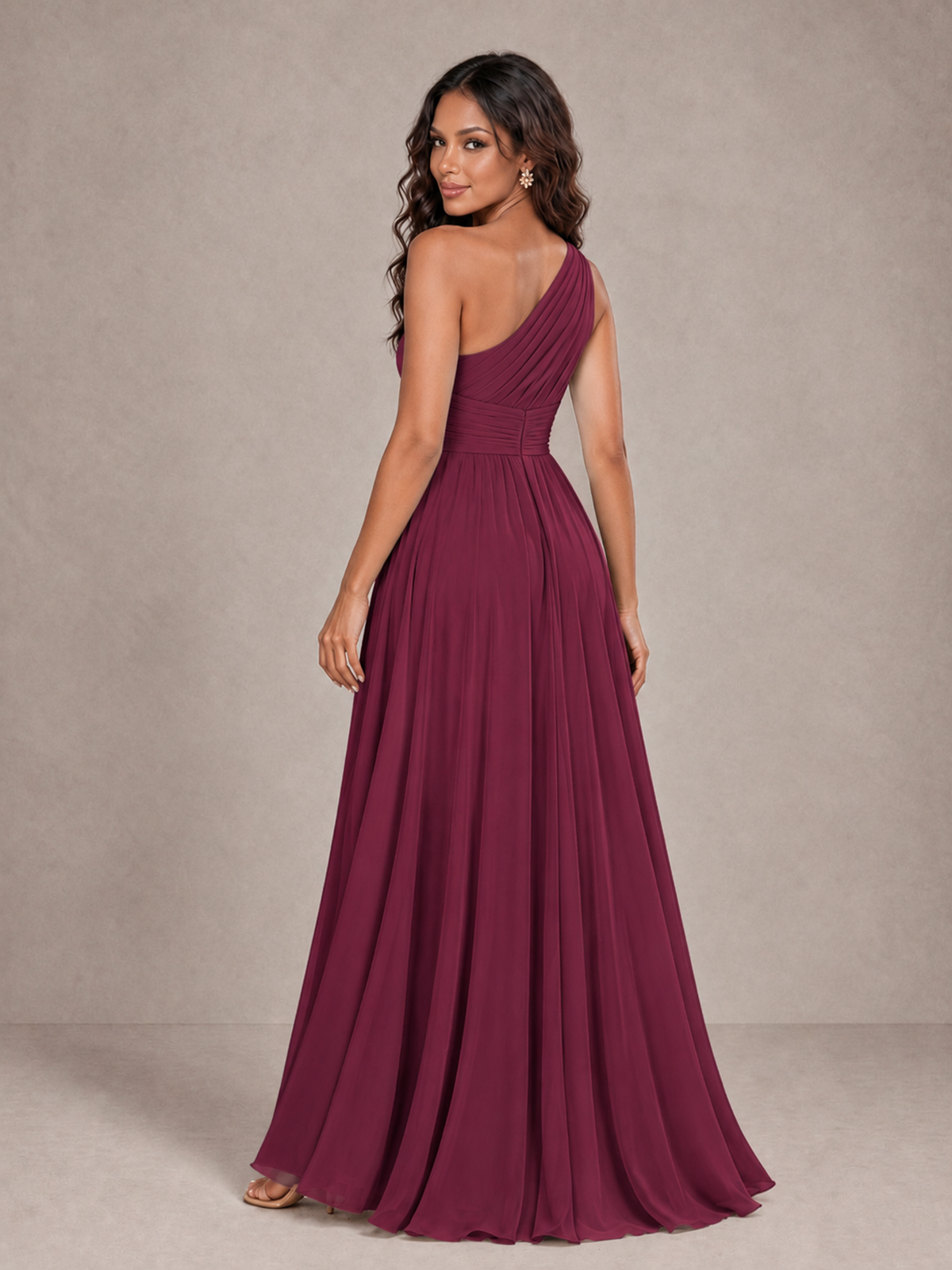 BOLODOO Desert Rose One-Shoulder A-Line Bridesmaid Dress - Desert Rose - Desert Rose_2