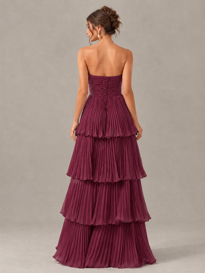 BOLODOO Desert Rose Strapless Tiered Pleated Bridesmaid Dress - Desert Rose - Desert Rose_2