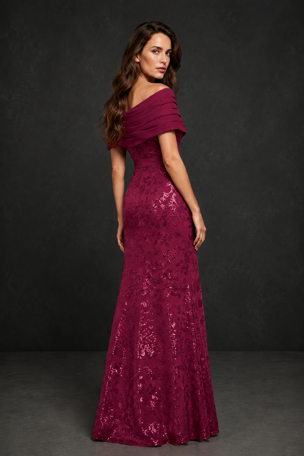 BOLODOO Desert Rose Off-Shoulder Sequin Lace Mermaid Evening Gown | Mother of the Bride Formal Dress - Desert Rose