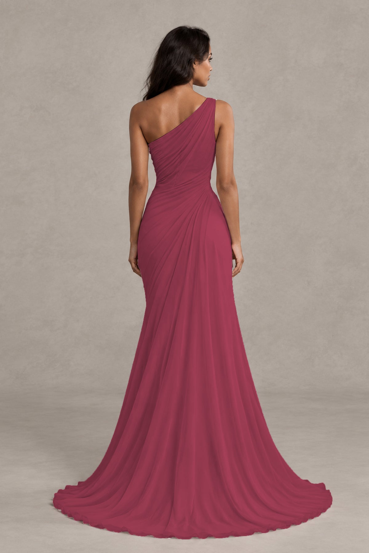 BOLODOO Desert Rose One-Shoulder Floral Ruched Maxi Dress - Desert Rose