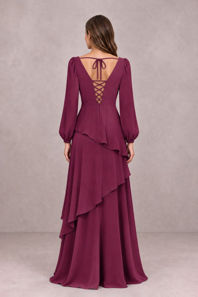 BOLODOO Desert Rose Long Sleeve Ruffle Bridesmaid Dresses - Desert Rose - Desert Rose_2