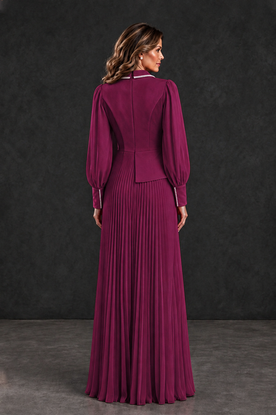 BOLODOO Desert Rose Long Sleeve Pleated Mother of the Bride Dress - Desert Rose - Desert Rose_2