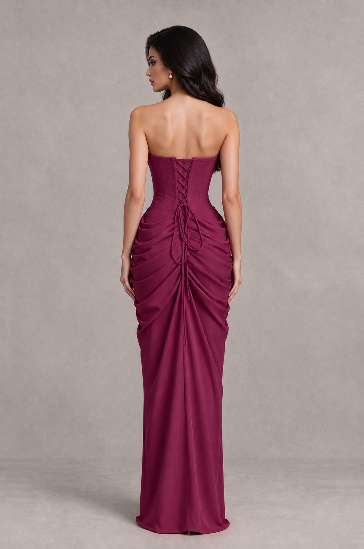 BOLODOO Desert Rose Strapless Ruched Corset Evening Gown - Desert Rose - Desert Rose_2