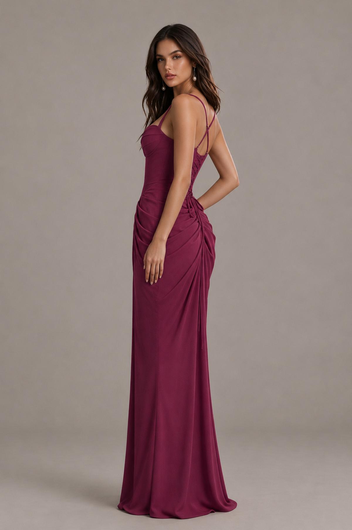 BOLODOO Desert Rose Sweetheart Ruched Lace-Up Back Evening Gown - Desert Rose - Desert_Rose_3
