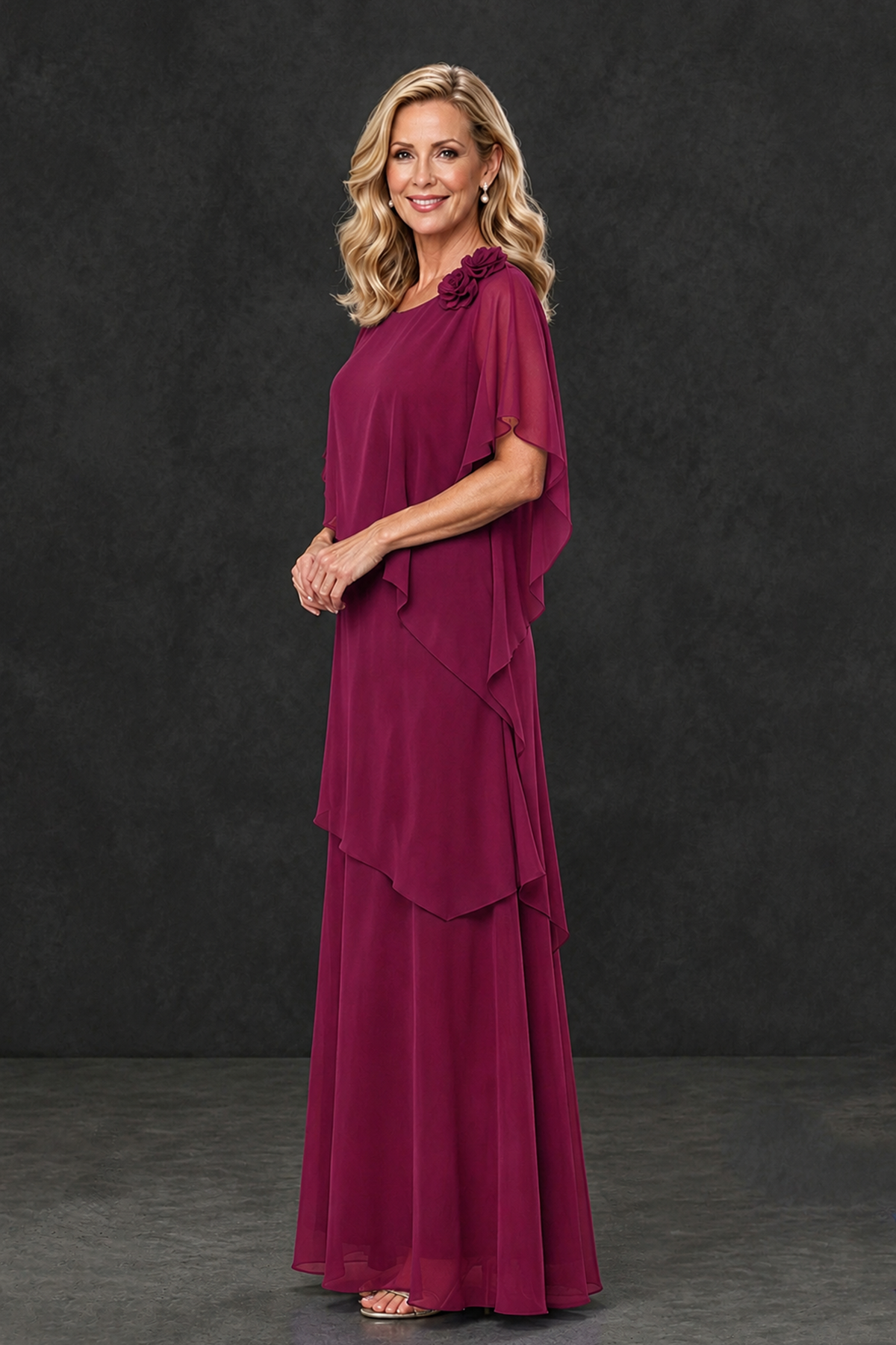 BOLODOO Desert Rose Tiered Flutter Sleeve Mother of the Bride Maxi Dress - Desert Rose - Desert Rose_3