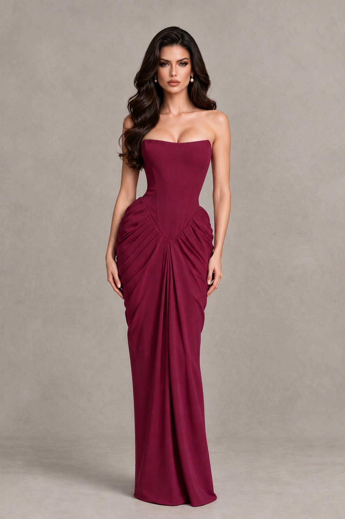 BOLODOO Desert Rose Strapless Ruched Corset Evening Gown - Desert Rose - Desert Rose_3