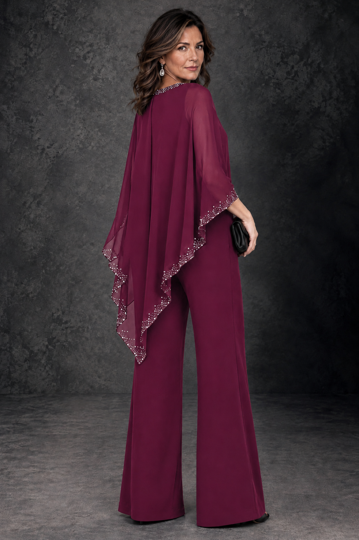 BOLODOO Desert Rose Embellished Cape Mother of the Bride Pantsuit - Desert Rose - Desert_Rose_3