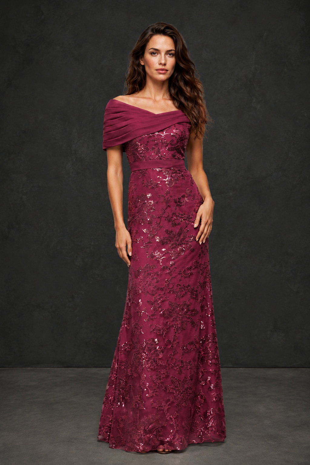 BOLODOO Desert Rose Off-Shoulder Sequin Lace Mermaid Evening Gown | Mother of the Bride Formal Dress - Desert Rose