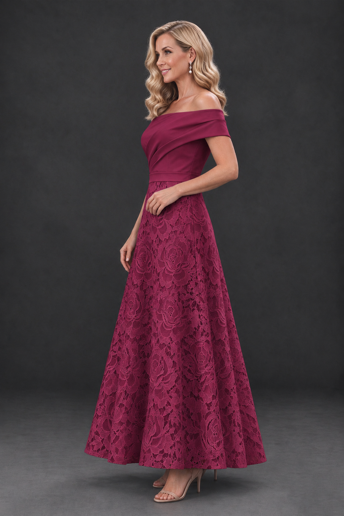 BOLODOO Desert Rose Off-the-Shoulder Floral A-Line Mother of the Bride Dress - Desert Rose - Desert Rose_3