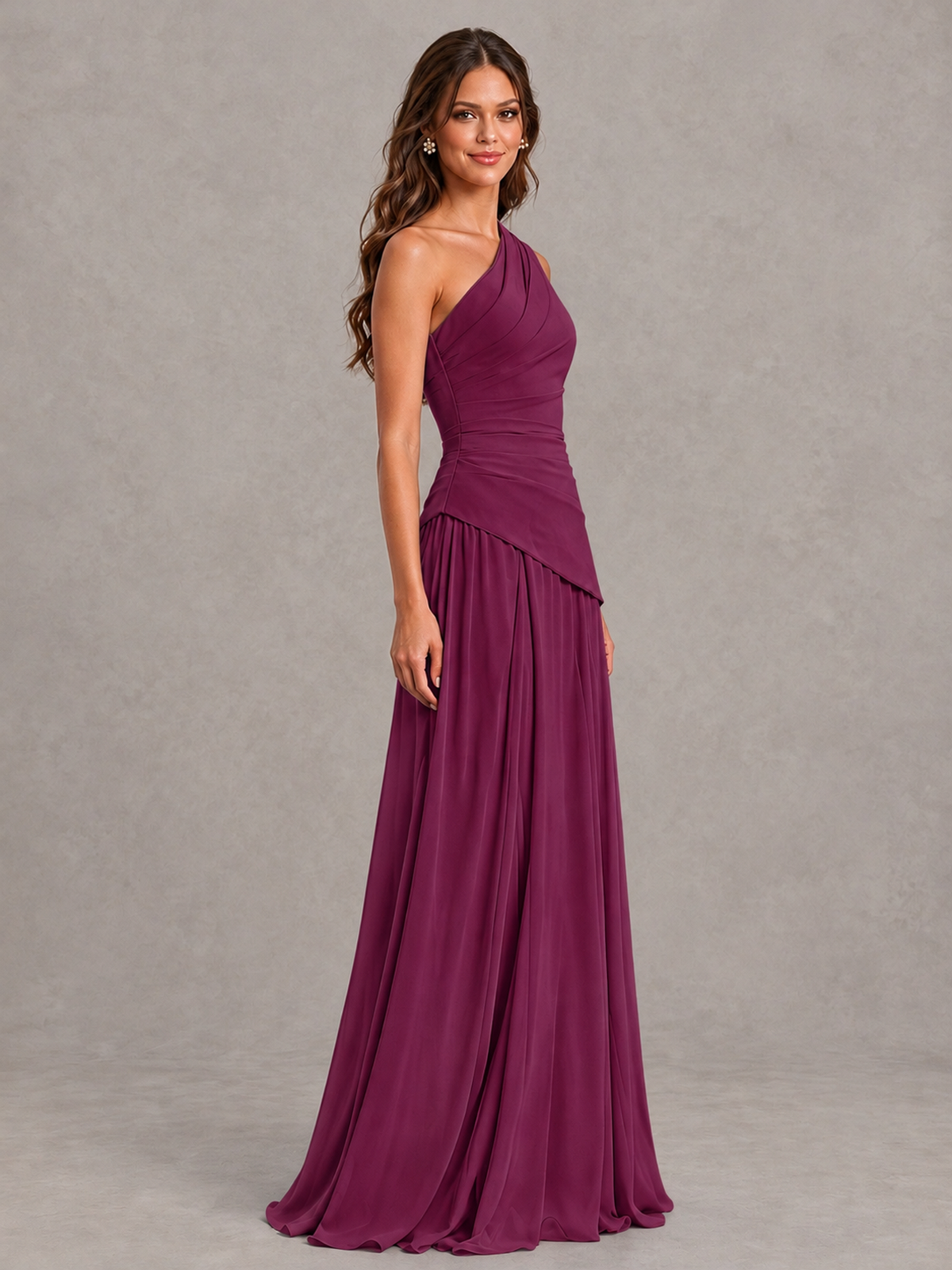BOLODOO Desert Rose One-Shoulder Lace-Up Back Bridesmaid Dress - Desert Rose - Desert Rose_3