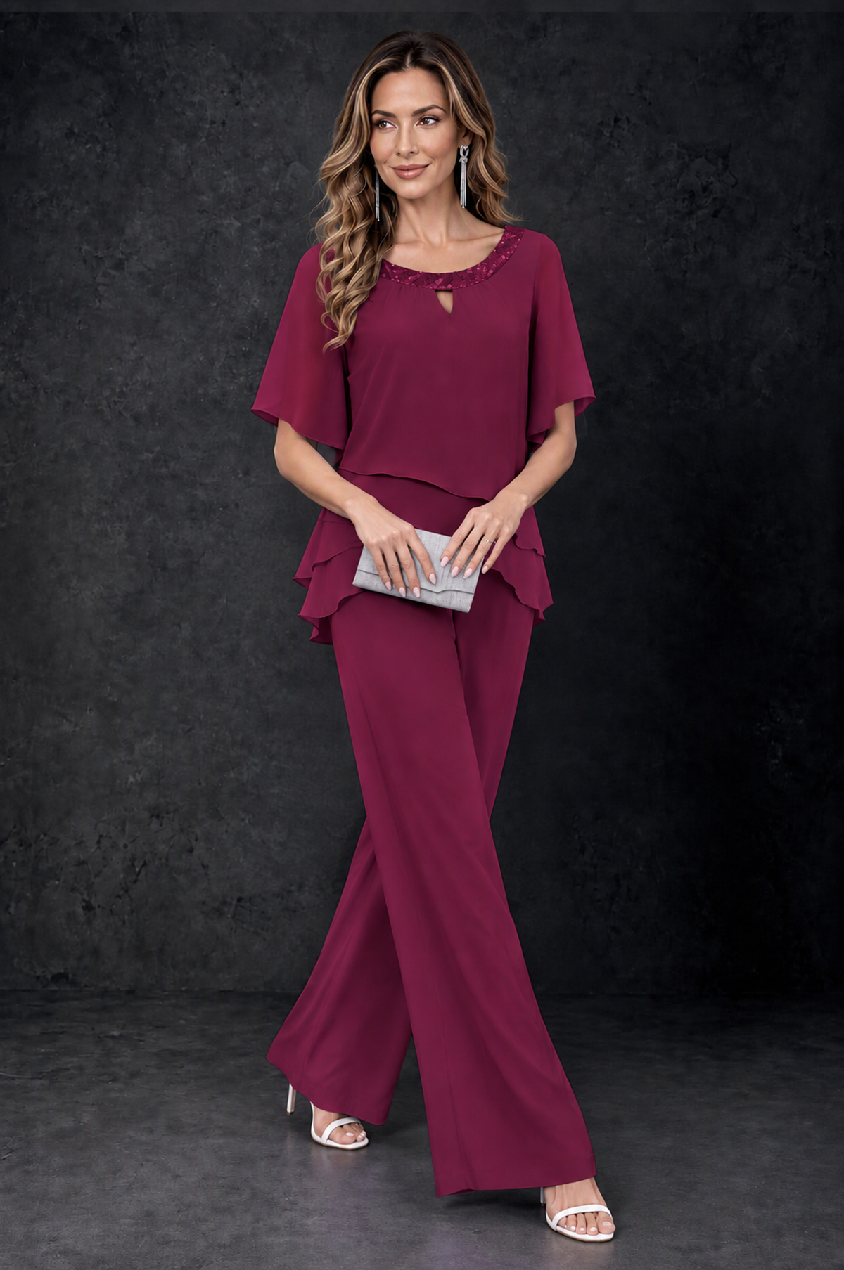 BOLODOO Desert Rose Layered Chiffon-Look Mother of the Bride Pantsuit - Desert Rose - Desert_Rose_3
