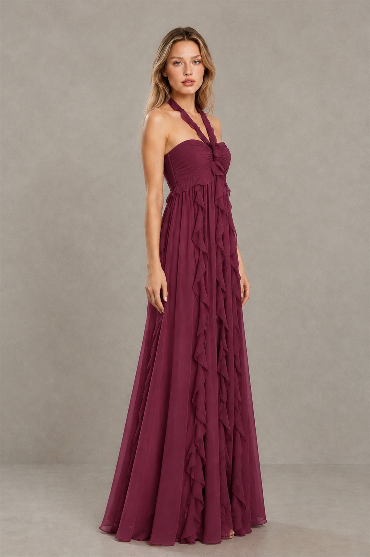 BOLODOO Desert Rose Halter Ruffle A-Line Floor-Length Evening Dress - Desert Rose - Desert_Rose_3