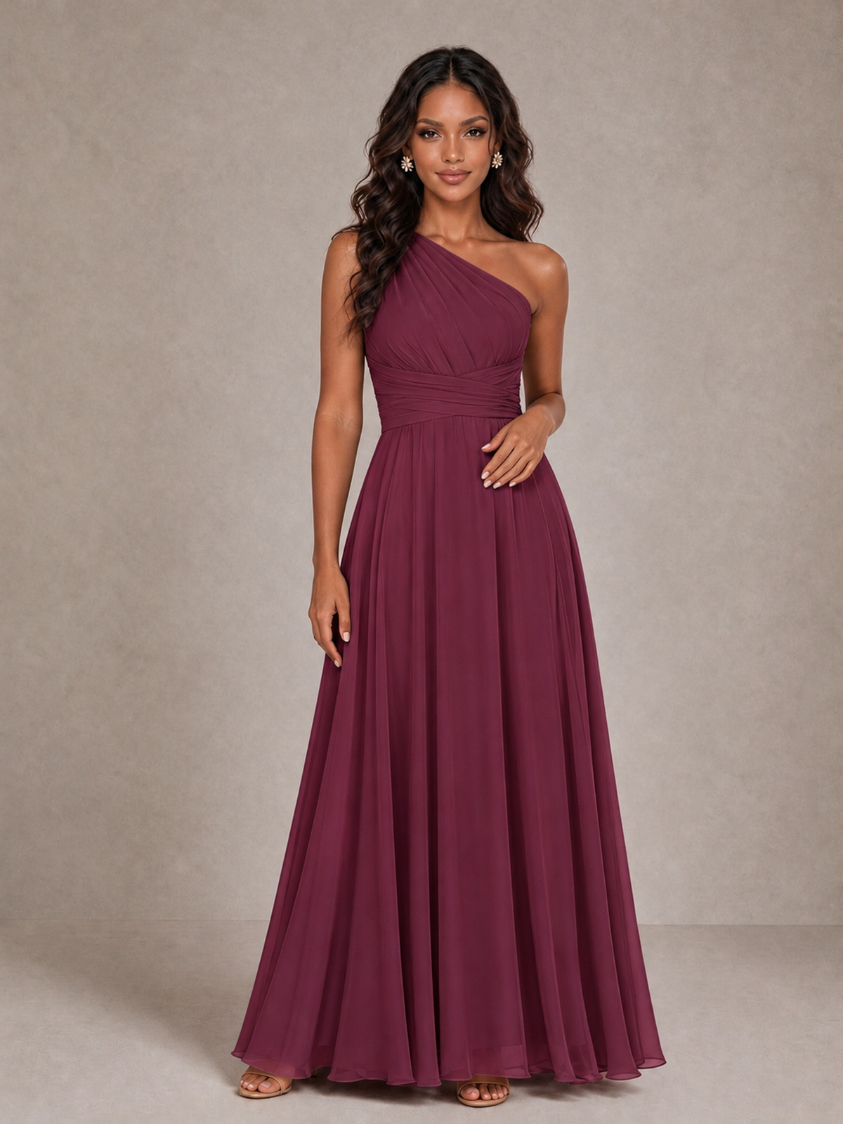 BOLODOO Desert Rose One-Shoulder A-Line Bridesmaid Dress - Desert Rose - Desert Rose_3