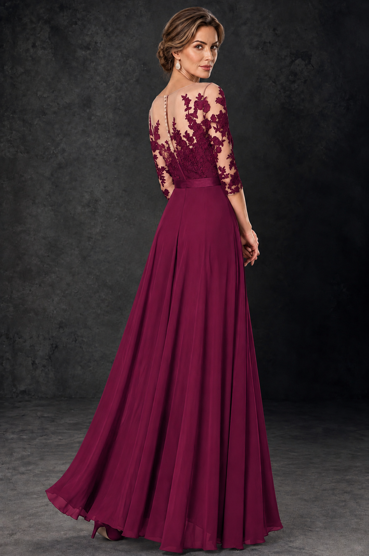 BOLODOO Desert Rose Lace Wide-Leg Jumpsuit with Three-Quarter Sleeves - Desert Rose - Desert_Rose_4