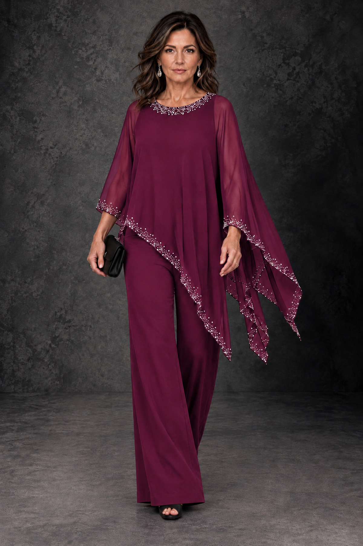 BOLODOO Desert Rose Embellished Cape Mother of the Bride Pantsuit - Desert Rose - Desert_Rose_4