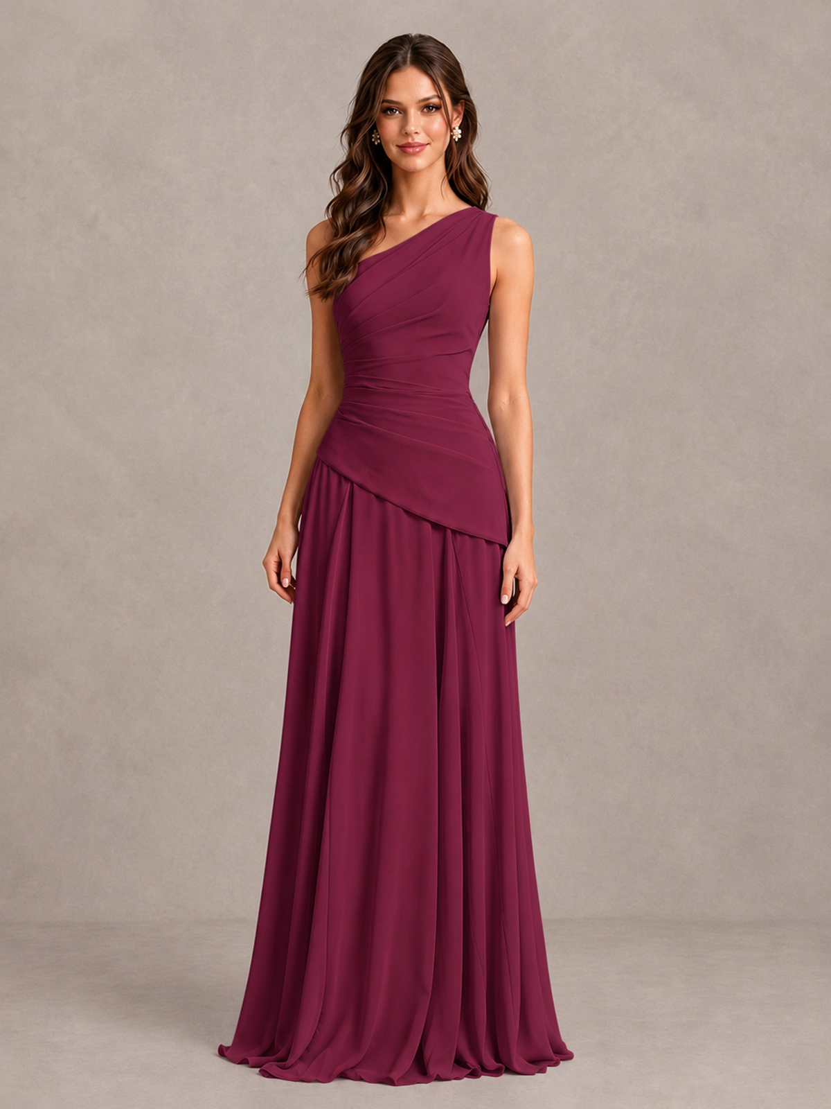 BOLODOO Desert Rose One-Shoulder Lace-Up Back Bridesmaid Dress - Desert Rose - Desert Rose_4