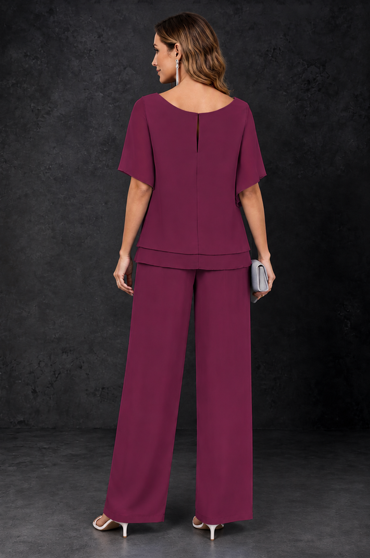 BOLODOO Desert Rose Layered Chiffon-Look Mother of the Bride Pantsuit - Desert Rose - Desert_Rose_4