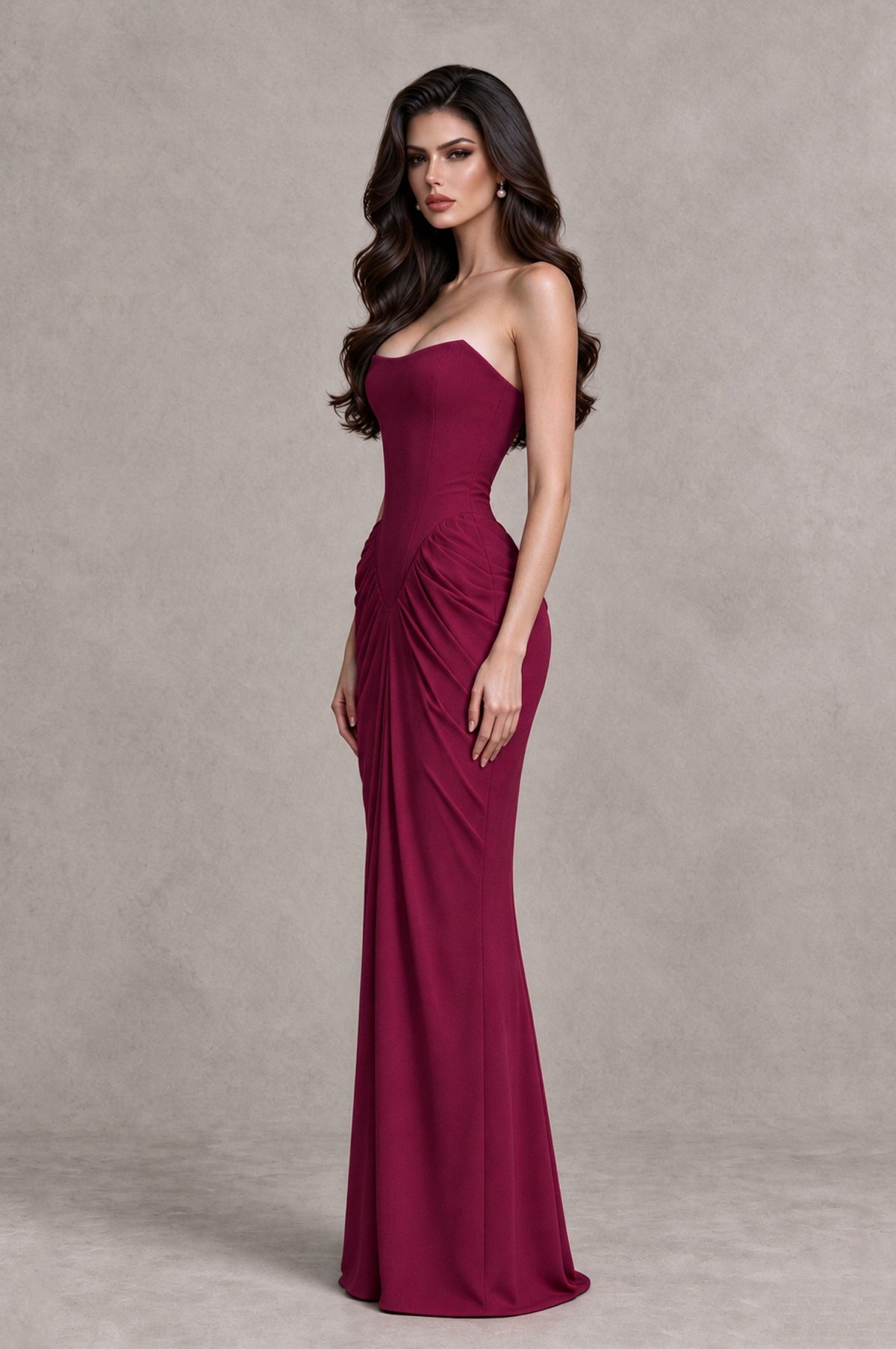 BOLODOO Desert Rose Strapless Ruched Corset Evening Gown - Desert Rose - Desert Rose_4