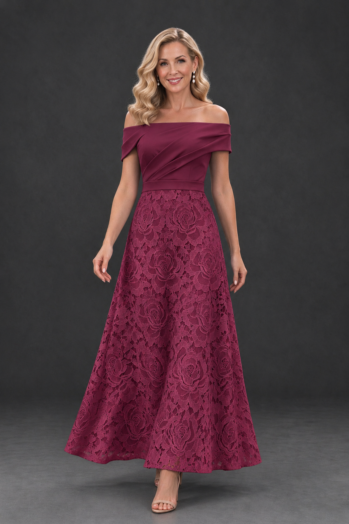 BOLODOO Desert Rose Off-the-Shoulder Floral A-Line Mother of the Bride Dress - Desert Rose - Desert Rose_4