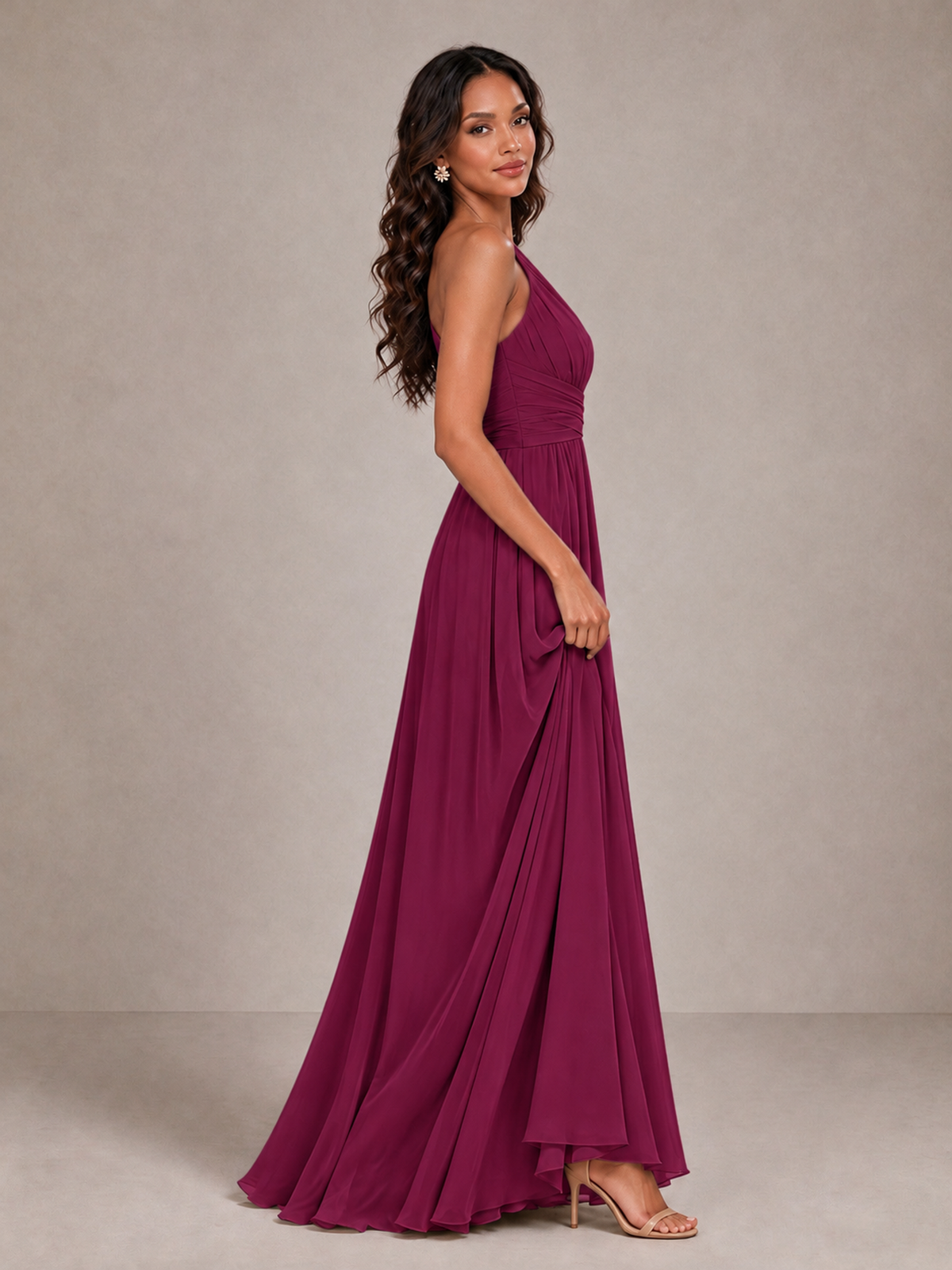BOLODOO Desert Rose One-Shoulder A-Line Bridesmaid Dress - Desert Rose - Desert Rose_4