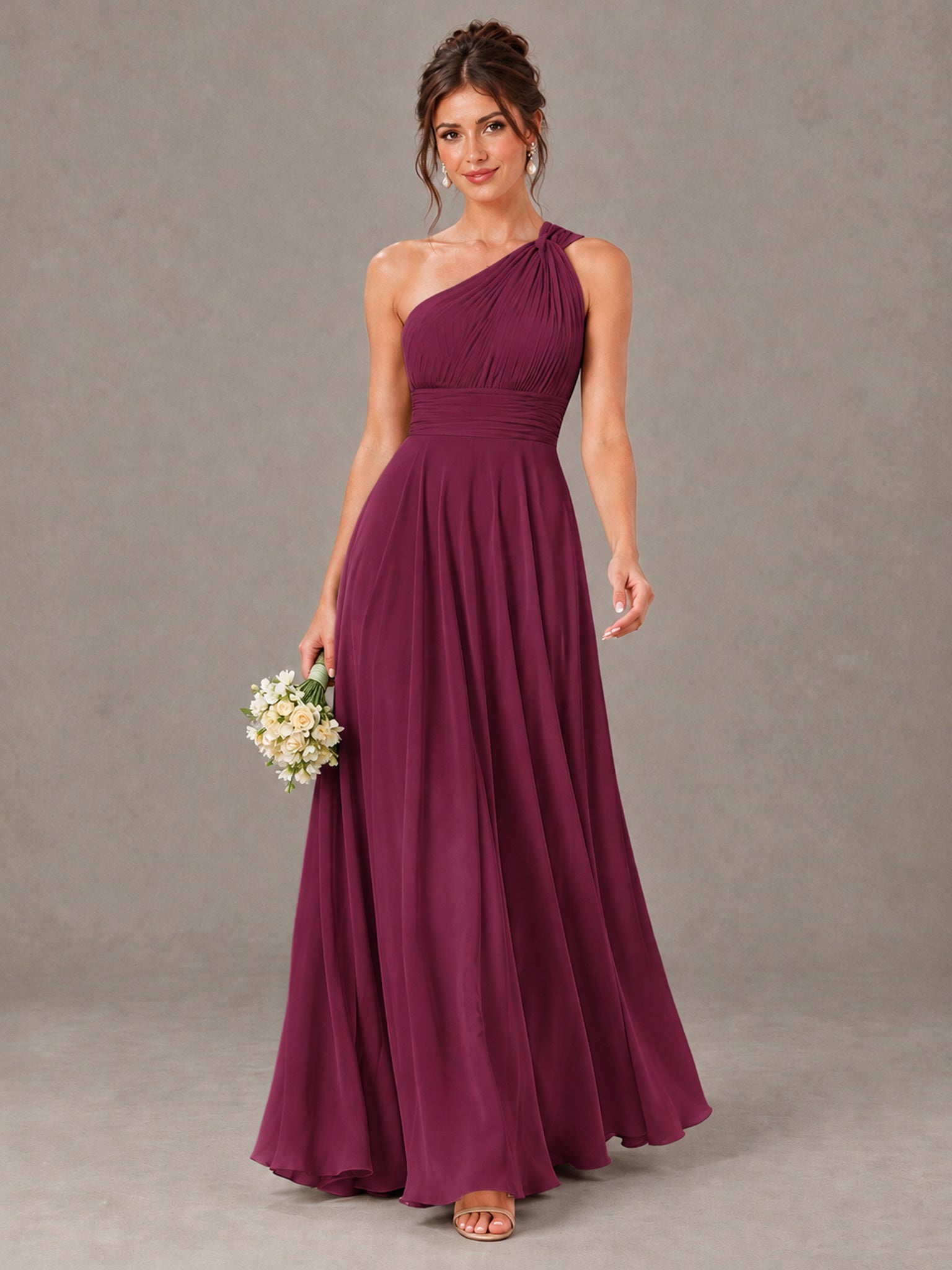 Desert Rose One-Shoulder Bridesmaid Dress | BOLODOO
