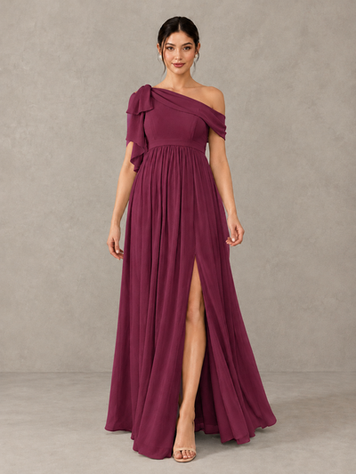 BOLODOO Desert Rose One-Shoulder Maternity Bridesmaid Dress with Slit - Desert Rose - Desert Rose (1)