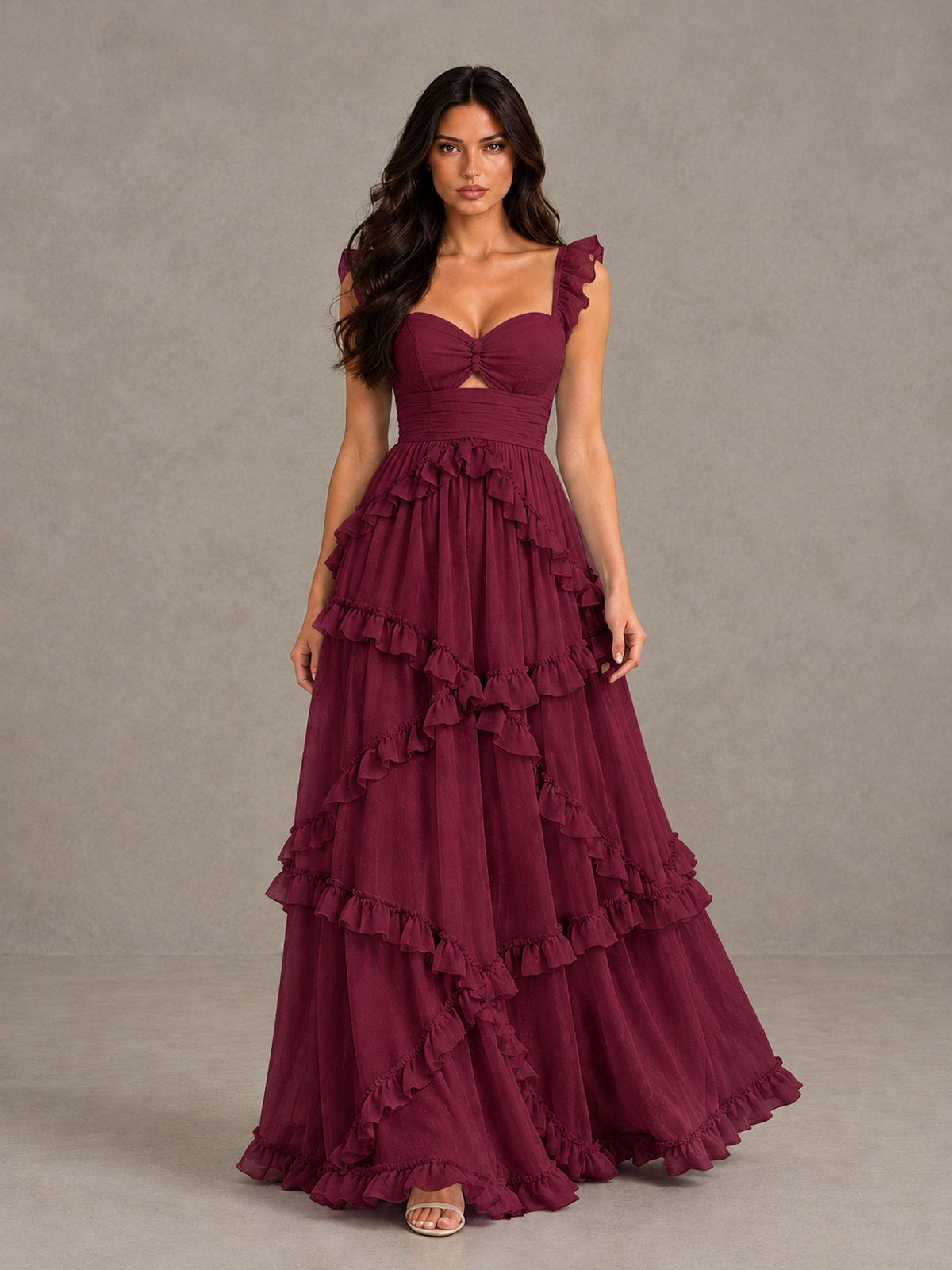 BOLODOO Desert Rose Ruffle A-Line Prom Dress with Open Back - Desert Rose - Desert Rose (1)