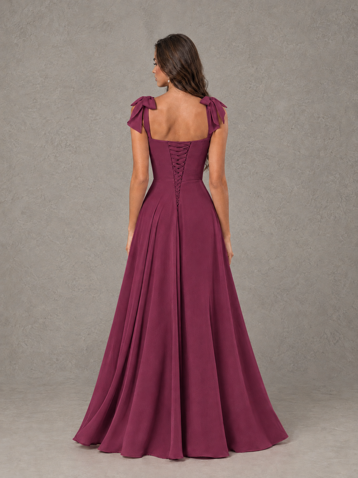 BOLODOO Desert Rose Bow-Strap Bridesmaid Dress with Ruffle Slit - Desert Rose - Desert Rose (2)