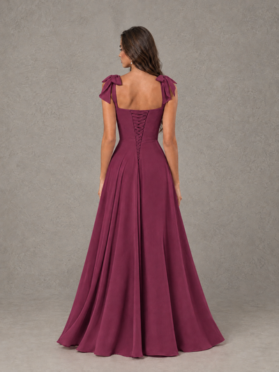 BOLODOO Desert Rose Bow-Strap Bridesmaid Dress with Ruffle Slit - Desert Rose - Desert Rose (2)