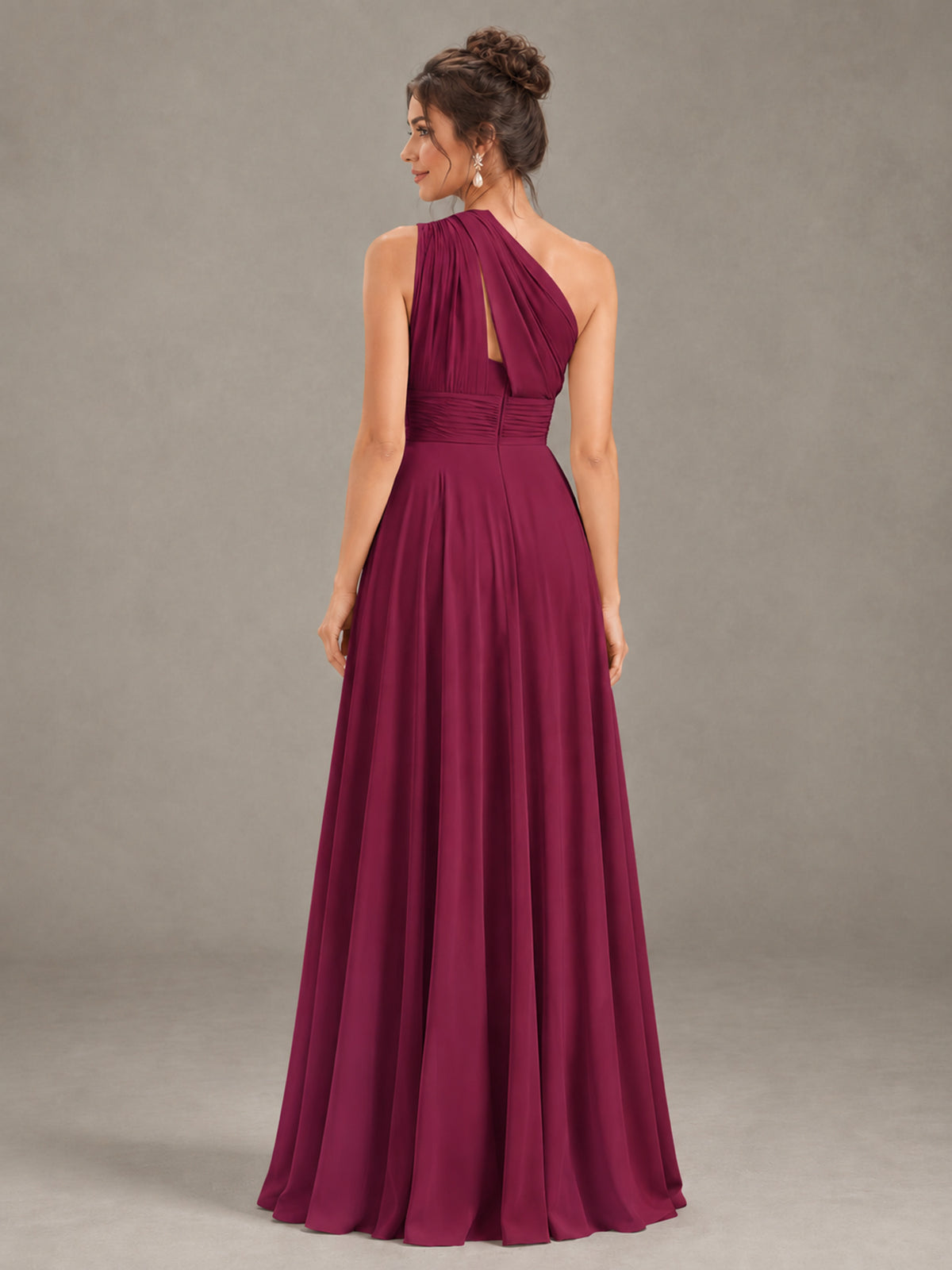 BOLODOO Desert Rose One-Shoulder Chiffon-Look Bridesmaid Dress - Desert Rose - Desert Rose (2)