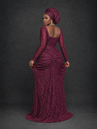 BOLODOO Desert Rose Beaded Lace Long Sleeve Mermaid Gown Sweetheart | Mother of the Bride - Desert Rose