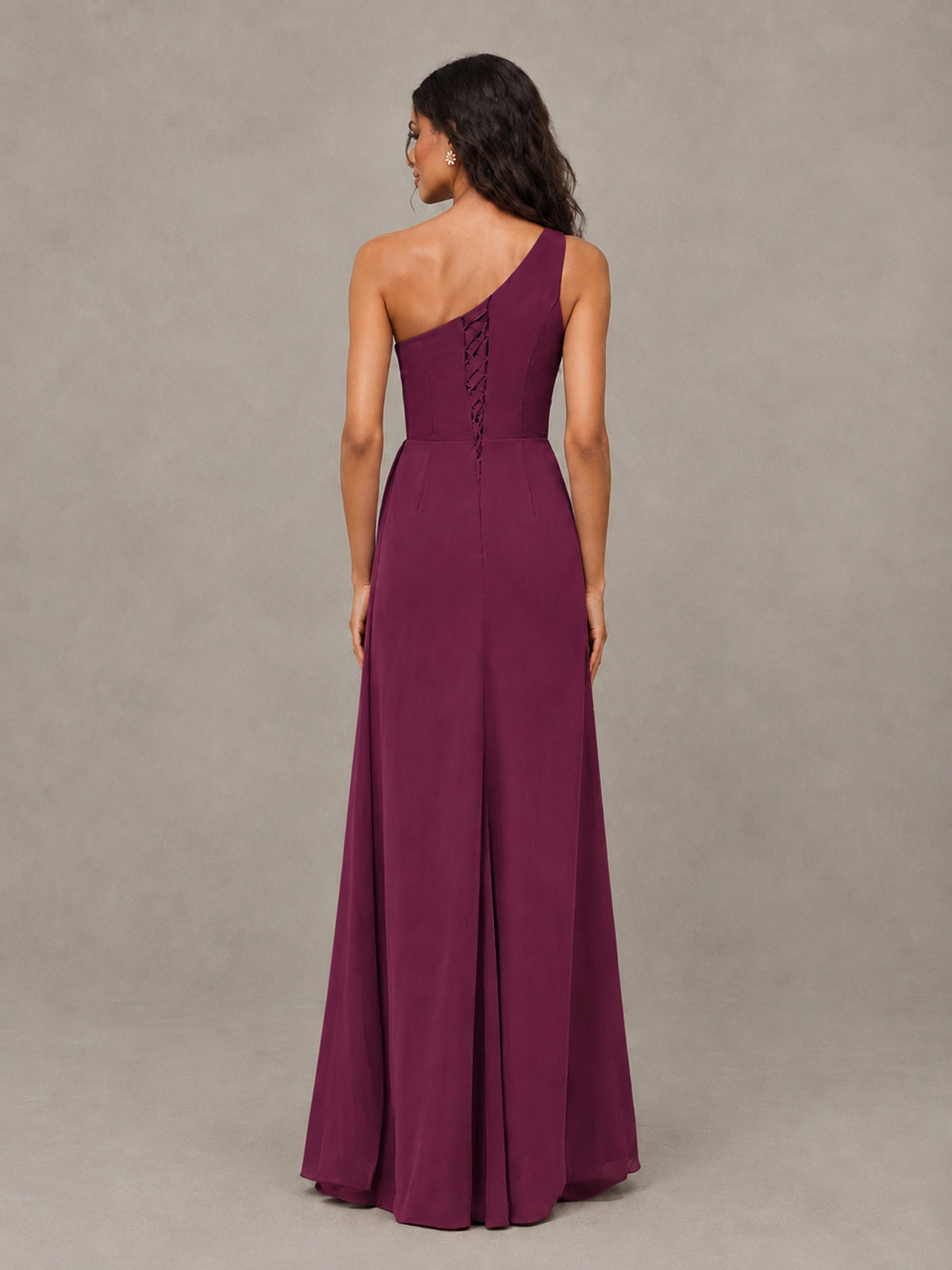 BOLODOO Desert Rose One-Shoulder Chiffon Bridesmaid Dress with Ruched Bodice & High Slit - Desert Rose - Desert Rose (2)