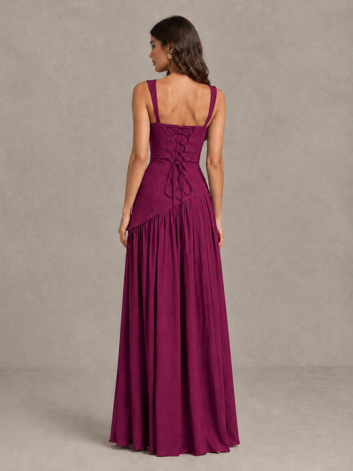BOLODOO Desert Rose Brown Scarf Bridesmaid Dress with Lace-Up Back - Desert Rose - Desert Rose (2)