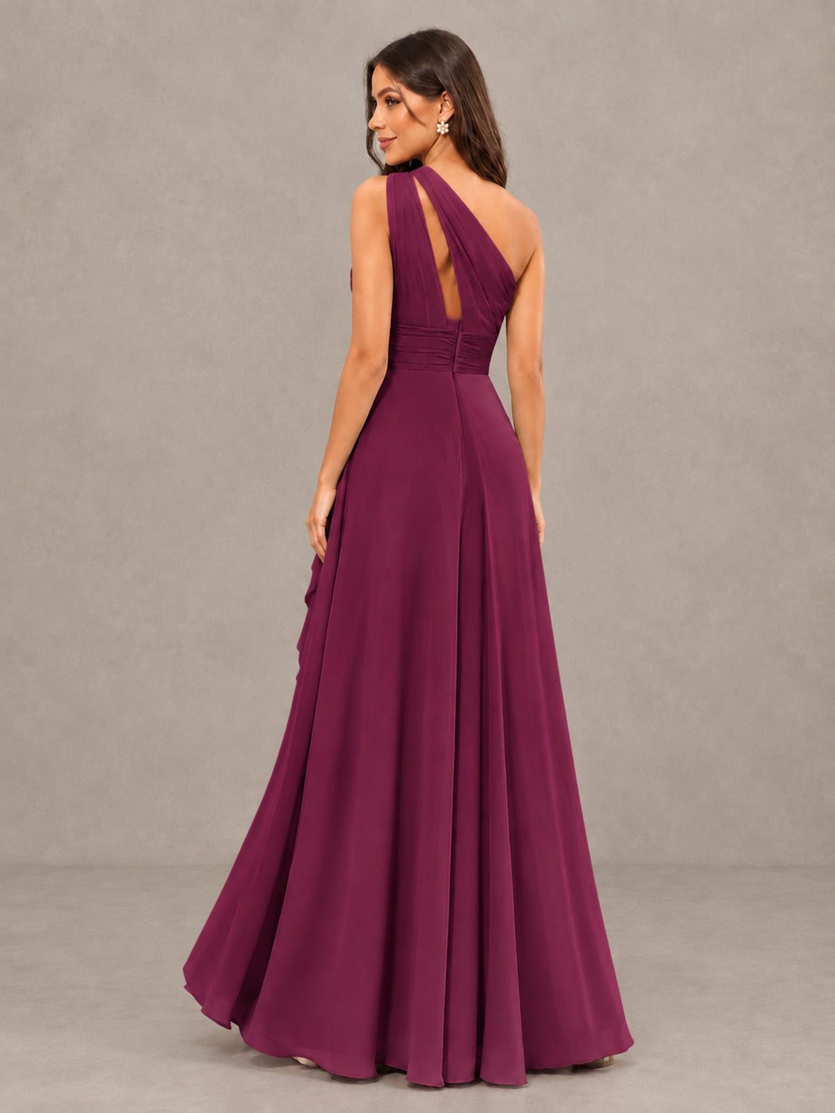 BOLODOO Desert Rose One-Shoulder Ruffle Bridesmaid Dress with Slit - Desert Rose - Desert Rose (2)