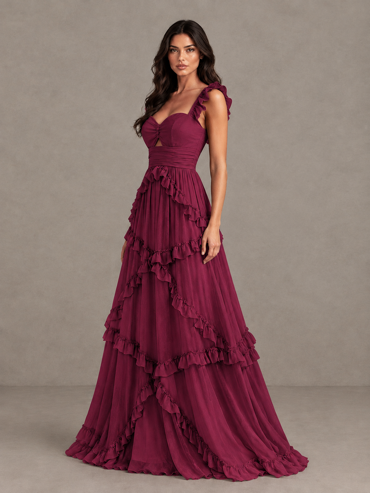 BOLODOO Desert Rose Ruffle A-Line Prom Dress with Open Back - Desert Rose - Desert Rose (3)