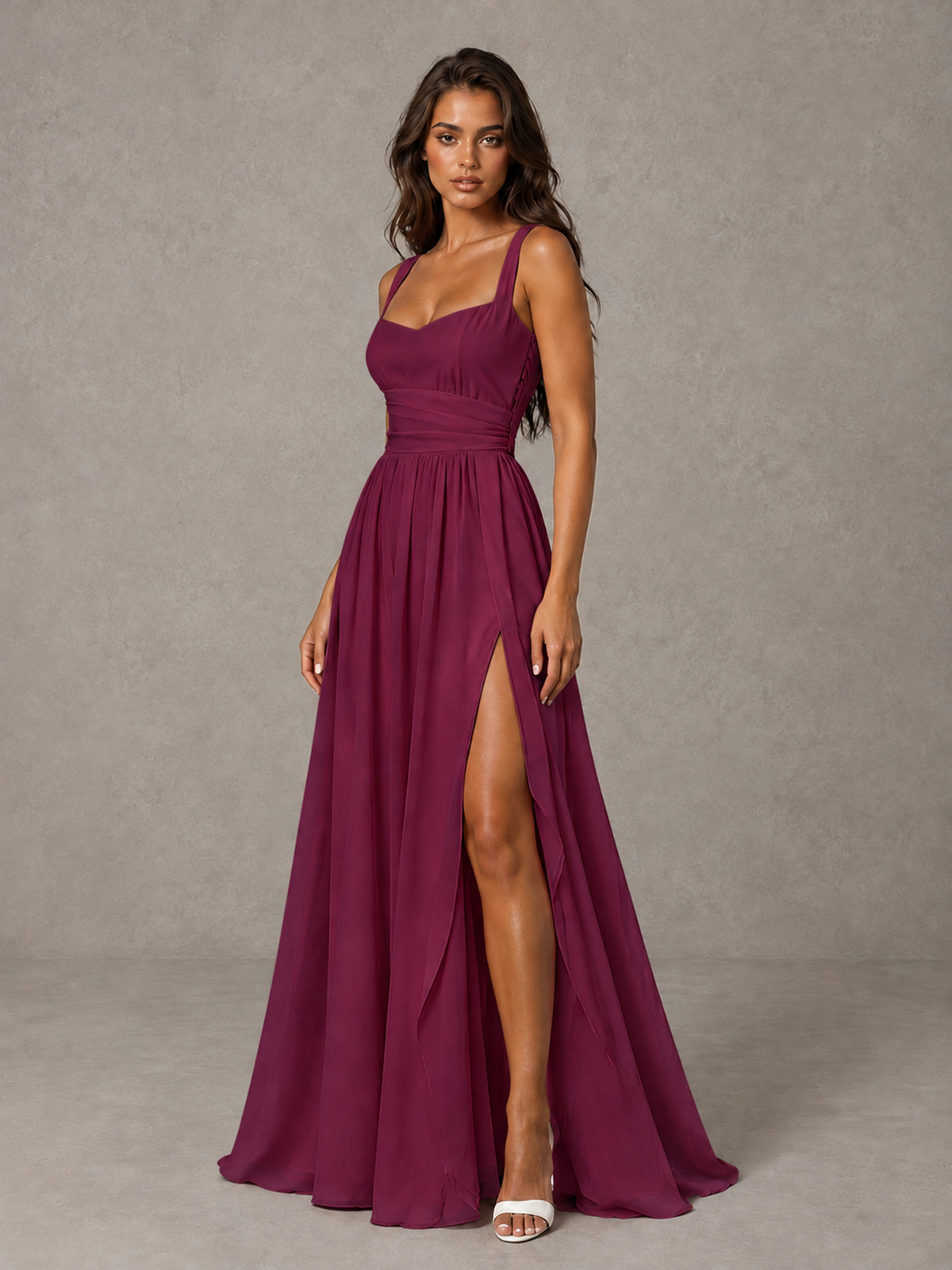 BOLODOO Desert Rose A-Line Bridesmaid Dress with High Slit & Lace-Up Back - Desert Rose - Desert Rose (3)