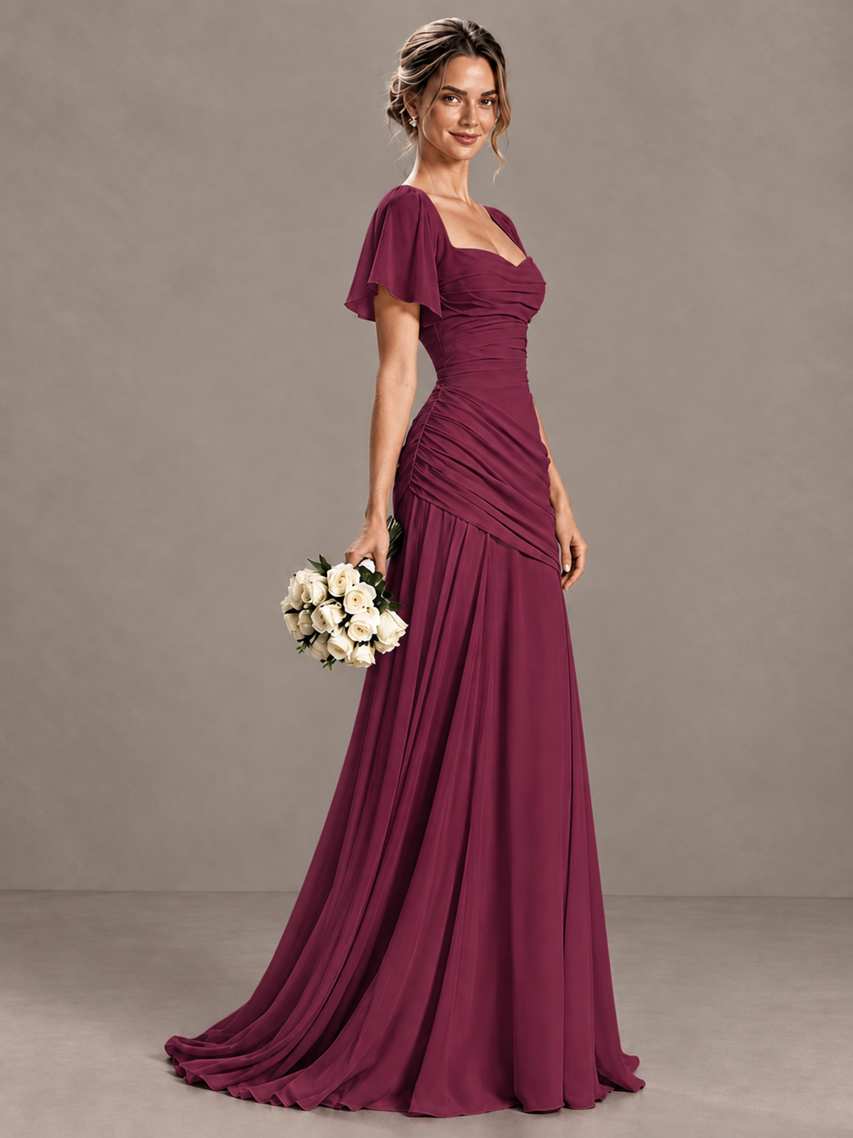 BOLODOO Desert Rose Flutter Sleeve Lace-Up Back Maxi Dress - Desert Rose - Desert Rose (3)