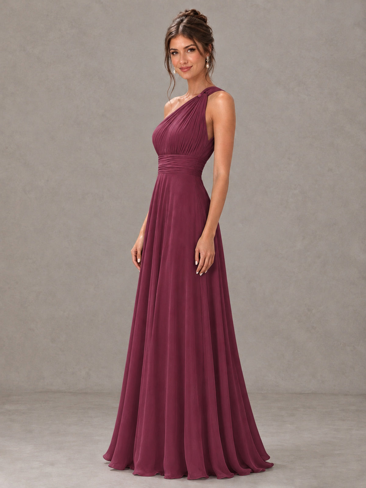 BOLODOO Desert Rose One-Shoulder Chiffon-Look Bridesmaid Dress - Desert Rose - Desert Rose (3)