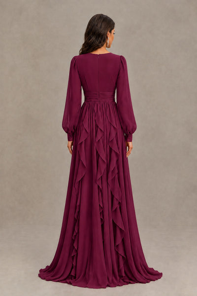 BOLODOO Desert Rose Long Sleeve V-Neck Ruffle Maxi Dress - Desert Rose - Desert Rose (3)