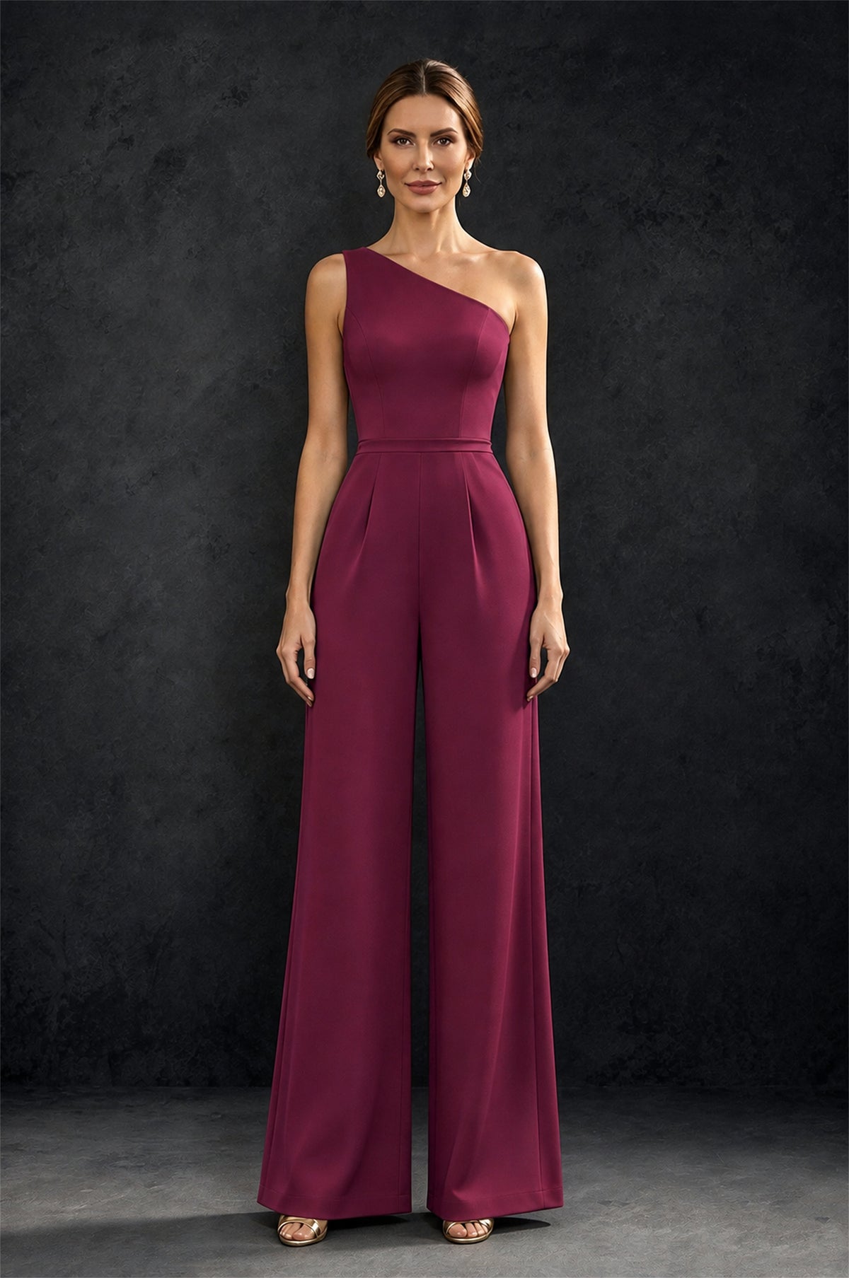 BOLODOO Desert Rose 2-Piece Set: Off-Shoulder 3D Floral Cape Gown & One-Shoulder Wide-Leg Jumpsuit | BD0373 - Desert Rose
